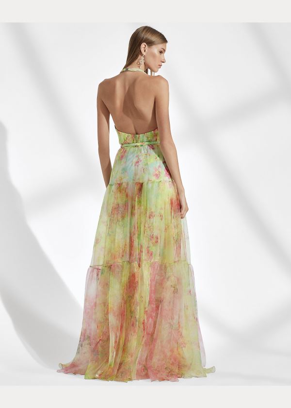 Ralph Lauren Verona Floral Organza Šaty Růžové Viacfarebný | rV0ymXYl
