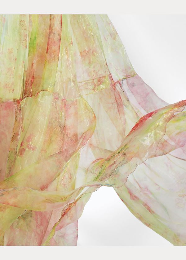 Ralph Lauren Verona Floral Organza Šaty Růžové Viacfarebný | rV0ymXYl