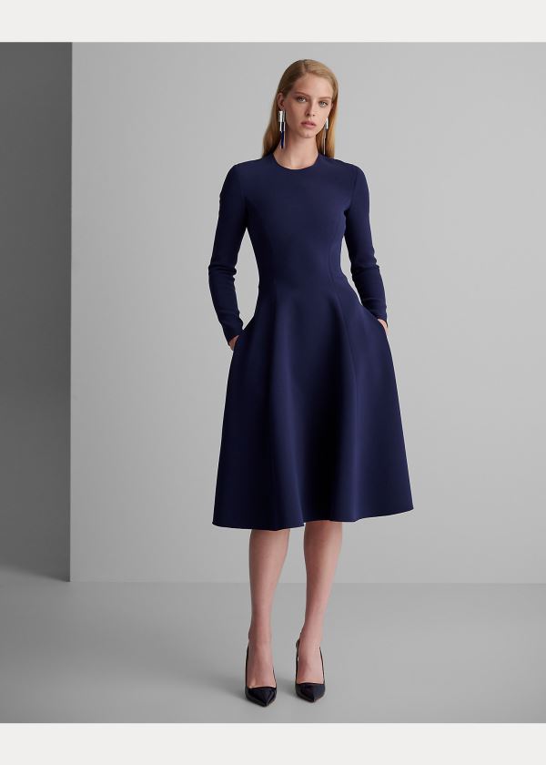 Ralph Lauren Viola Double-Faced Cady Šaty Tmavě Blankyt Žluté | svGYwQT7