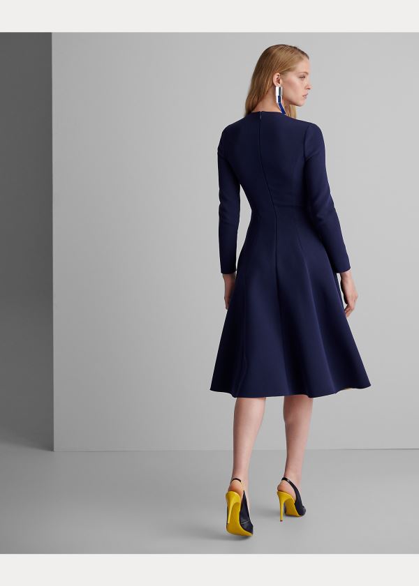 Ralph Lauren Viola Double-Faced Cady Šaty Tmavě Blankyt Žluté | svGYwQT7