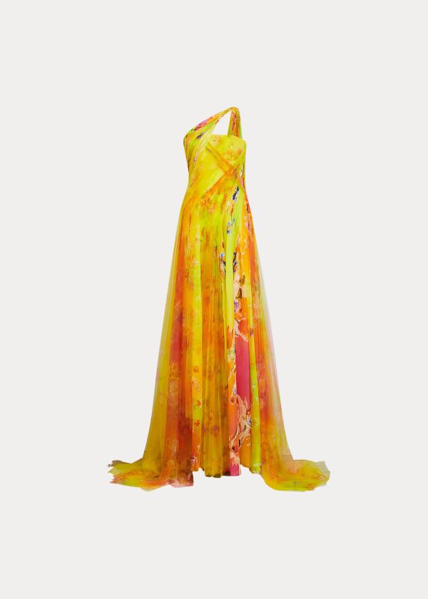 Ralph Lauren Vivianne Evening Šaty Žluté Viacfarebný | StoGsg6O