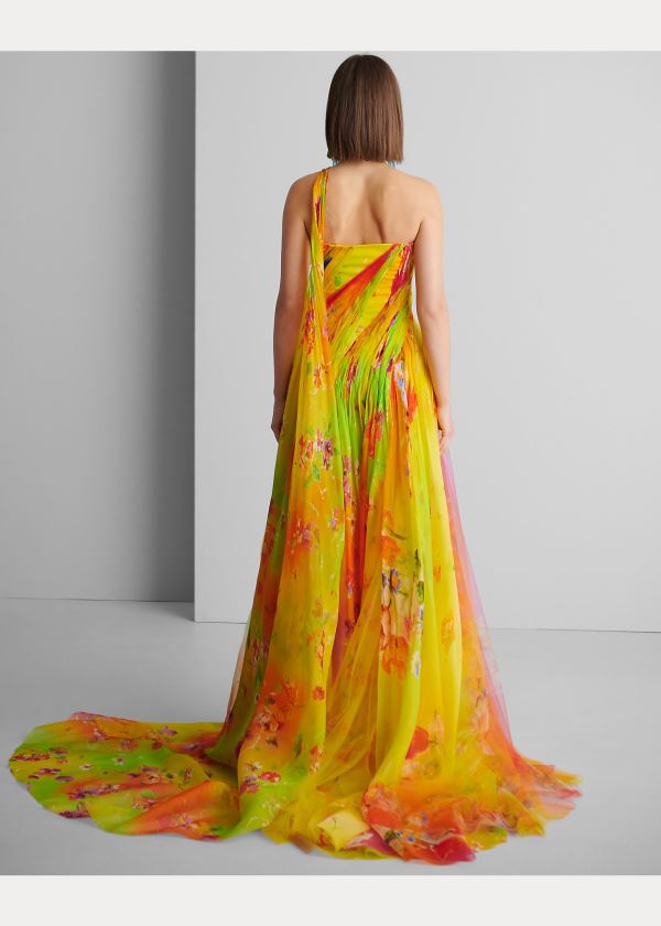 Ralph Lauren Vivianne Evening Šaty Žluté Viacfarebný | StoGsg6O