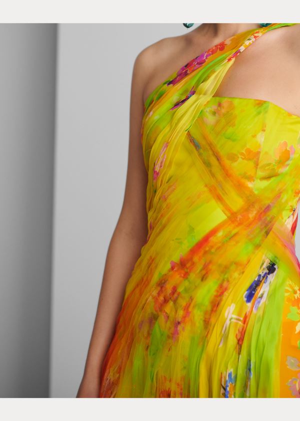 Ralph Lauren Vivianne Evening Šaty Žluté Viacfarebný | StoGsg6O