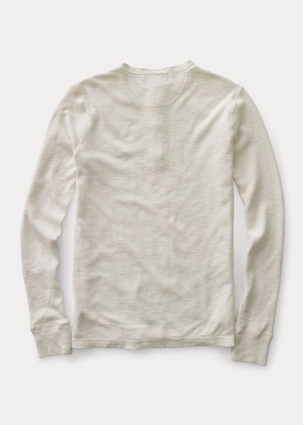Ralph Lauren Waffle-Knit Bavlněné Henley Bílé | MytX2mLl