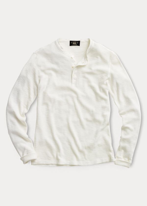Ralph Lauren Waffle-Knit Bavlněné Henley Bílé | MytX2mLl