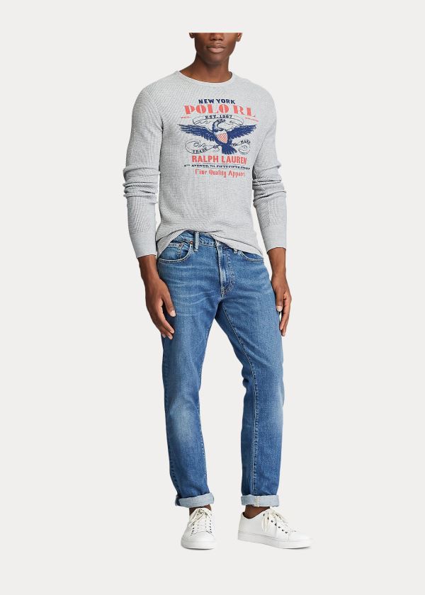 Ralph Lauren Waffle-Knit Graphic T-Shirt Šedé | M5Ngs2CB