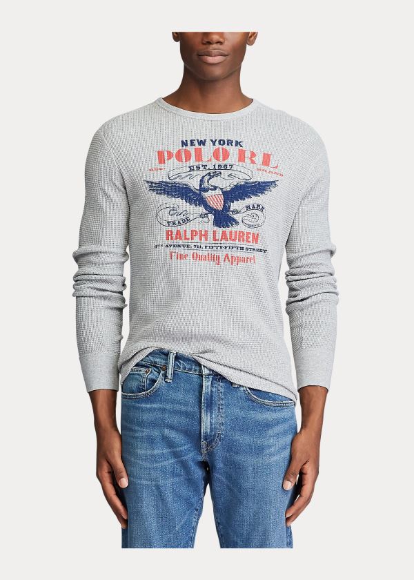 Ralph Lauren Waffle-Knit Graphic T-Shirt Šedé | M5Ngs2CB