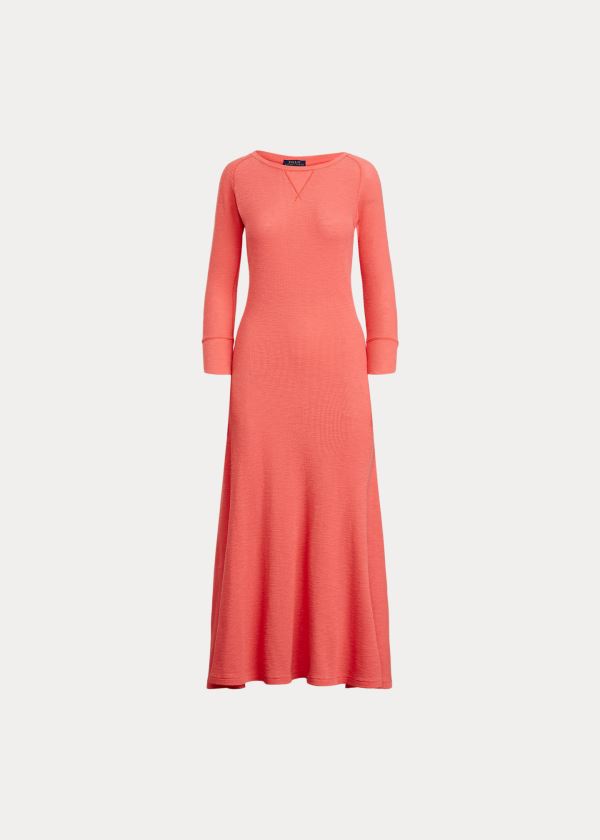 Ralph Lauren Waffle-Knit Henley Šaty Koralove Bílé | EDvlZNvA