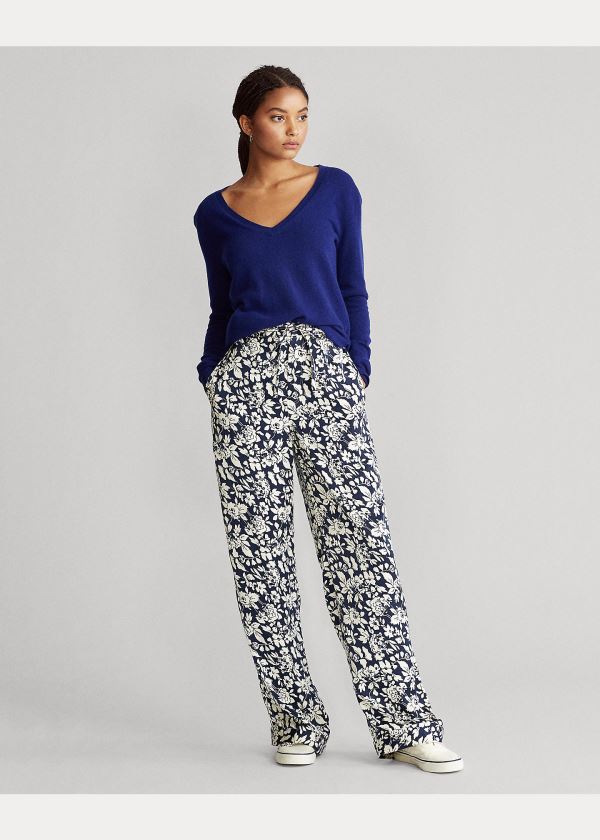 Ralph Lauren Washable Cashmere V-Neck Královská Modrá Blankyt | PYsDmhAZ