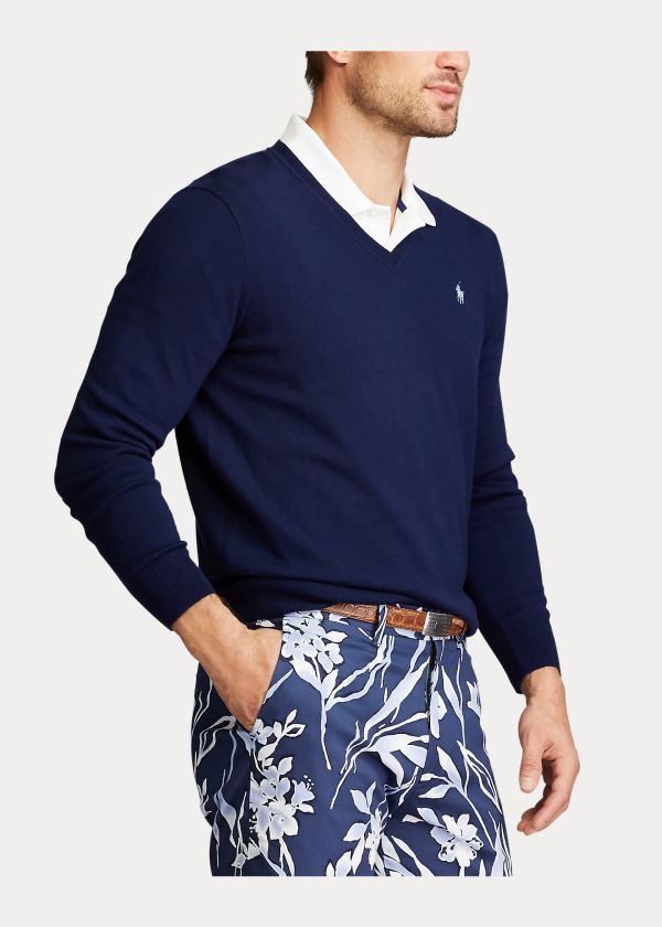 Ralph Lauren Washable Merino V-Neck Svetrové Tmavě Blankyt | KfvkE1hV
