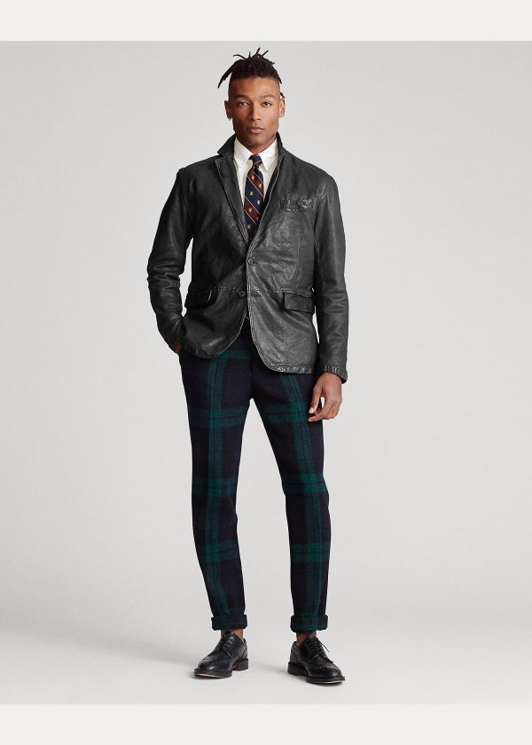 Ralph Lauren Washed Læder Sportovní Coat Černé | goM8JnrU
