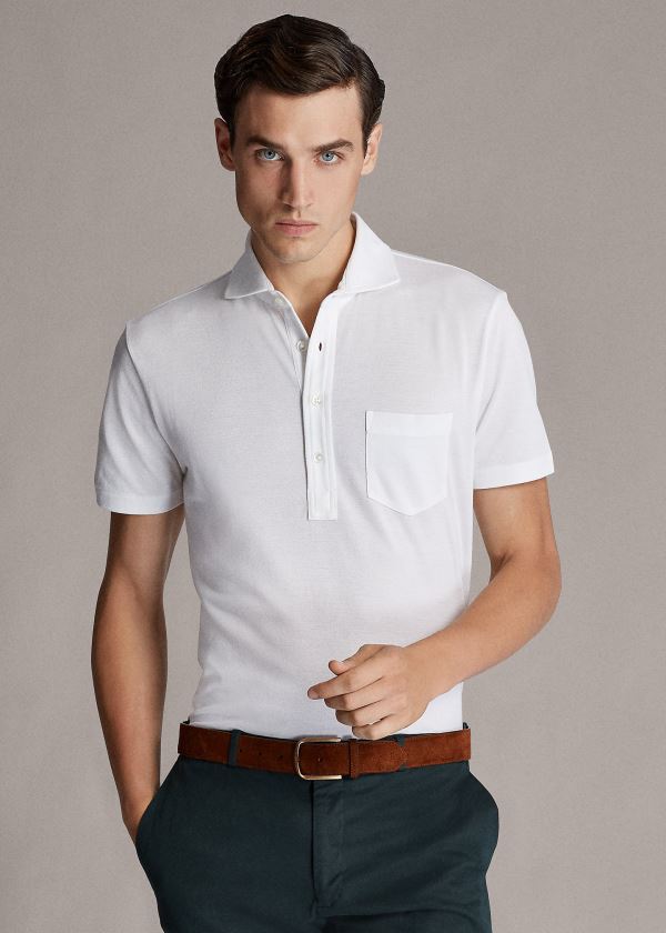 Ralph Lauren Washed Piqué Polo Shirt Bílé | hzRDcA3H