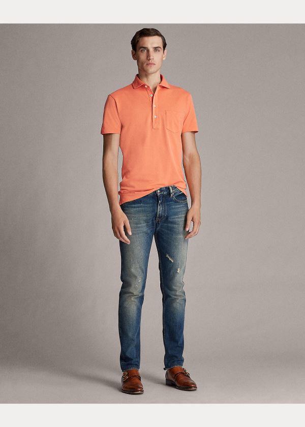 Ralph Lauren Washed Piqué Polo Shirt Oranžové | 5GFC3bNr