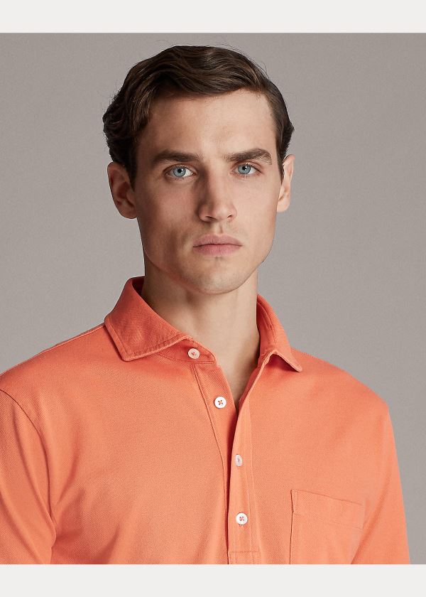 Ralph Lauren Washed Piqué Polo Shirt Oranžové | 5GFC3bNr
