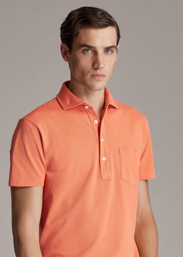 Ralph Lauren Washed Piqué Polo Shirt Oranžové | 5GFC3bNr