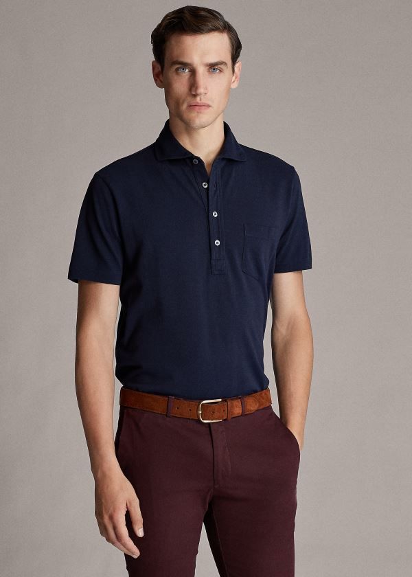Ralph Lauren Washed Piqué Polo Shirt Tmavě Blankyt | yUK6HM7D