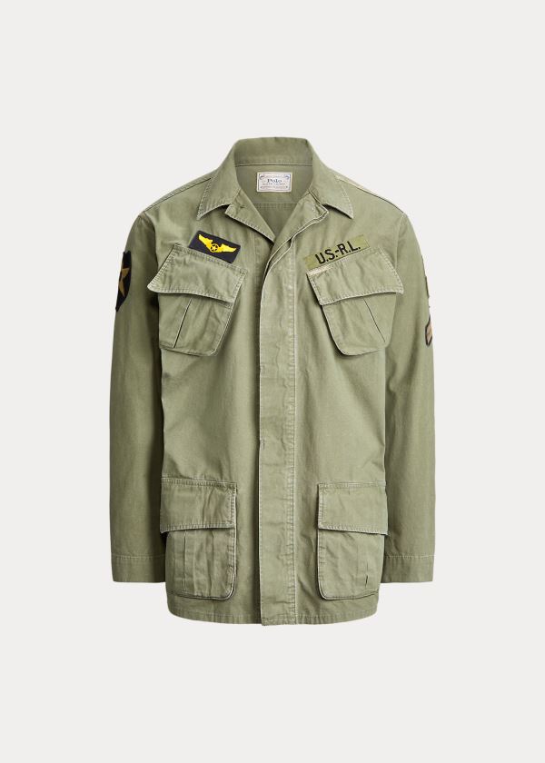 Ralph Lauren Washed Twill Overshirt Olivy Zelené | b2RBctpD