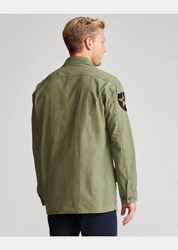 Ralph Lauren Washed Twill Overshirt Olivy Zelené | b2RBctpD