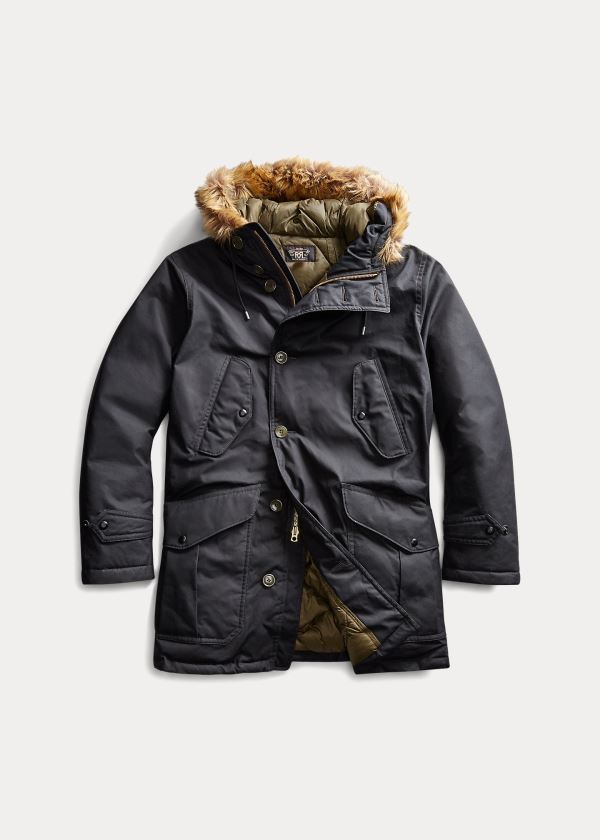 Ralph Lauren Waxed Bavlněné Parka Černé | ruJGD8hs