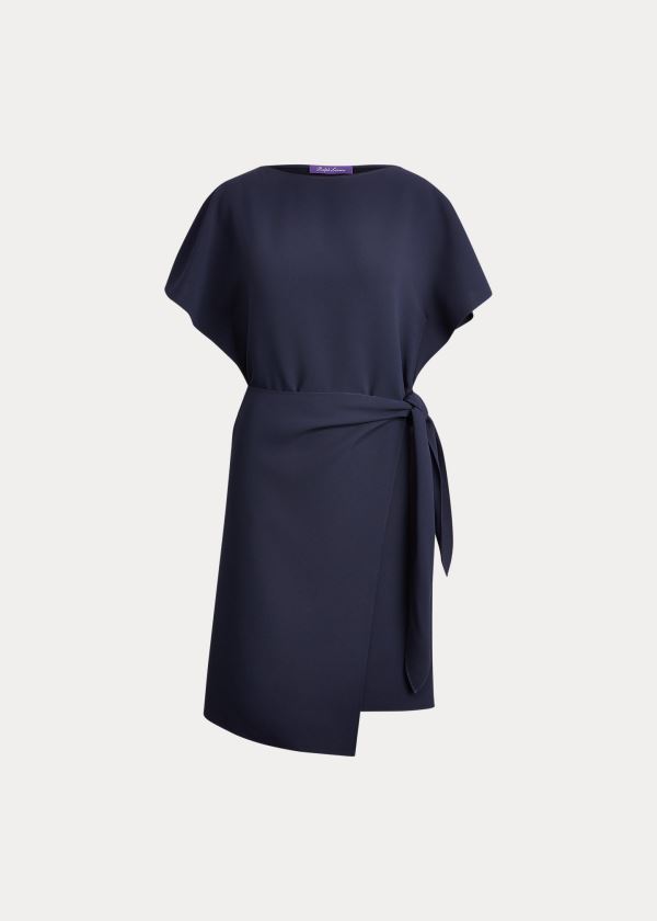 Ralph Lauren Wayland Crepe Wrap Šaty Tmavě Tmavě Blankyt | XggvFC8y