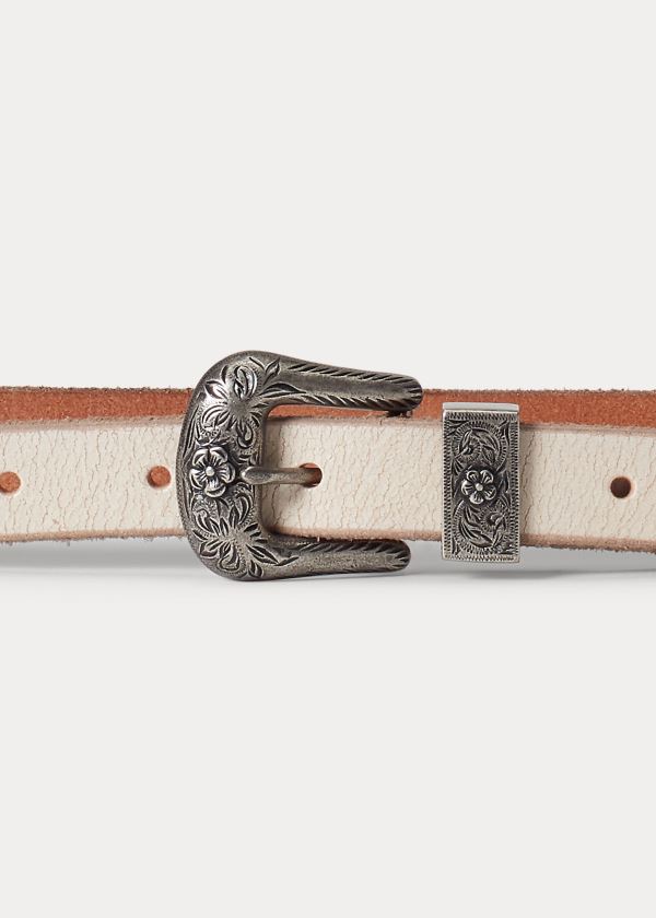 Ralph Lauren Western Calfskin Belt Krém | mZYv8UzS