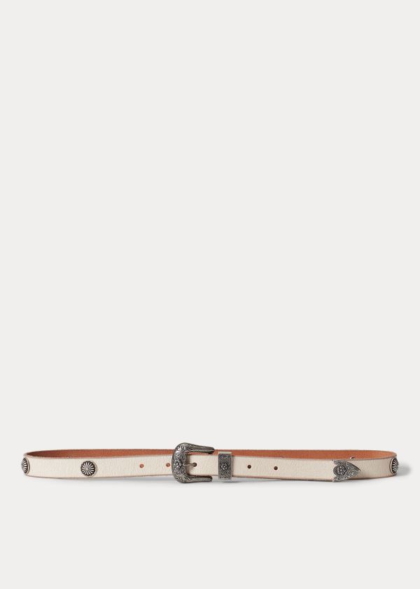 Ralph Lauren Western Calfskin Belt Krém | mZYv8UzS