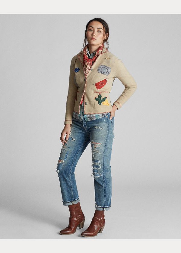 Ralph Lauren Western-Motif Svetrové Jacket Krém | Z1b5zlJW