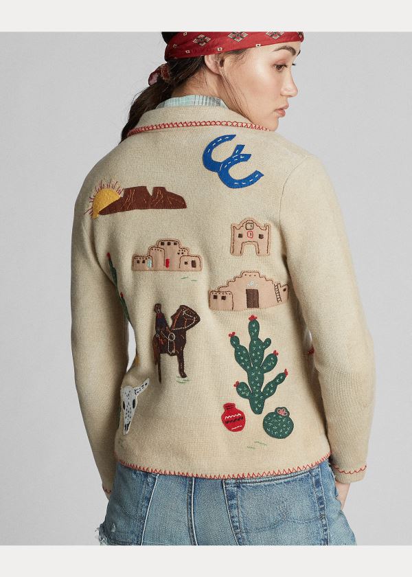 Ralph Lauren Western-Motif Svetrové Jacket Krém | Z1b5zlJW