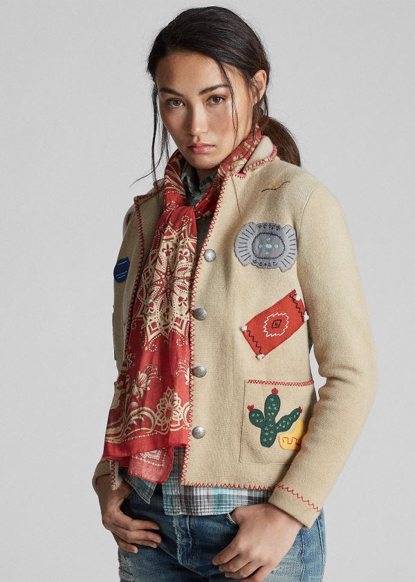 Ralph Lauren Western-Motif Svetrové Jacket Krém | Z1b5zlJW