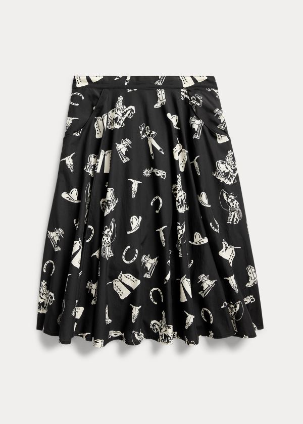 Ralph Lauren Western-Print Flared Skirt Černé Krém | fIBIcVgM