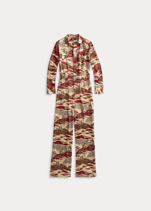 Ralph Lauren Western Silk Jumpsuit Červené Hnědé | vgrCEalh