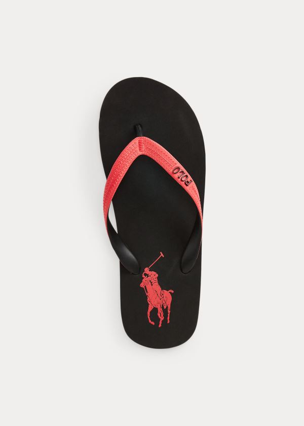 Ralph Lauren Whitlebury II Flip-Flop Černé Červené | DyZ3NdGB