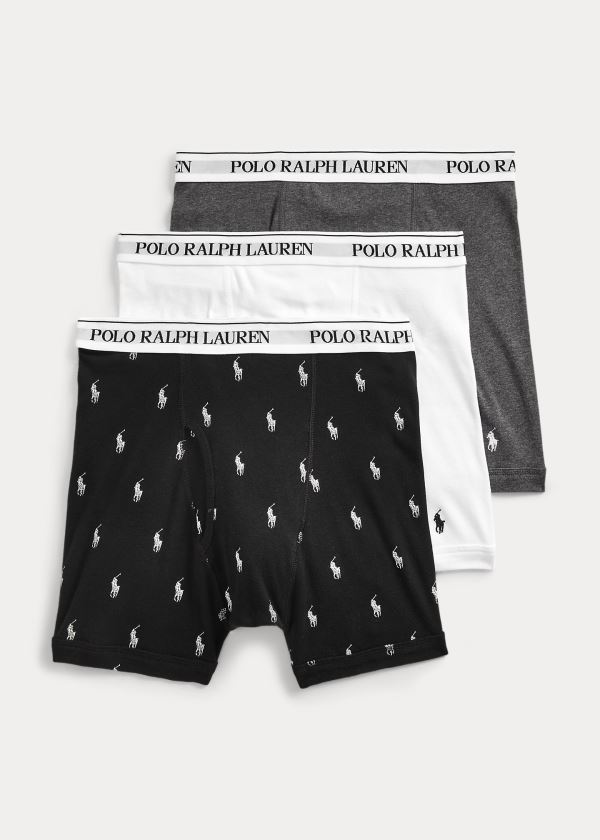 Ralph Lauren Wicking Boxerské Brief 3-Pack Černé Bílé Šedé | 9foryBrF