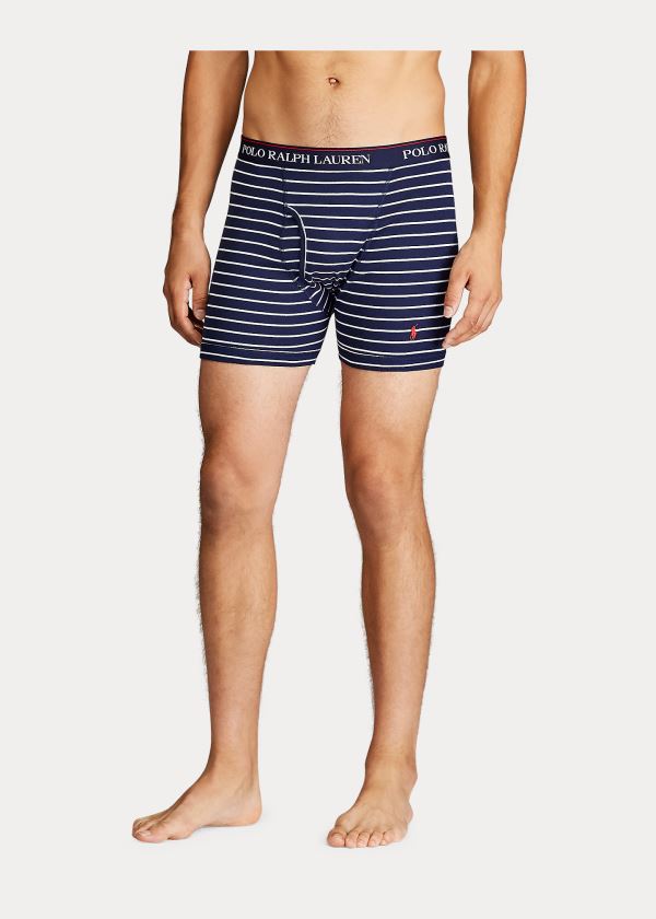 Ralph Lauren Wicking Boxerské Brief 3-Pack Tmavě Blankyt Bílé Proužek Červené Královská Modrá Blankyt | eTXauHDB