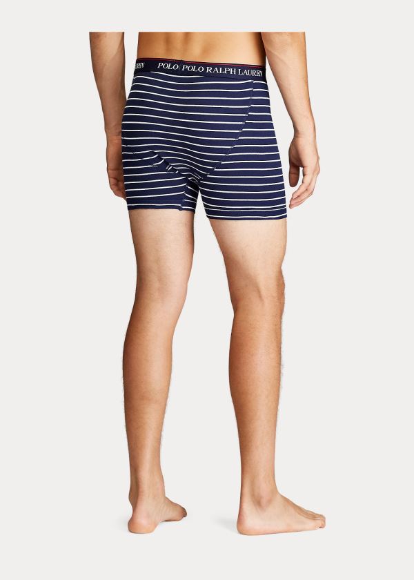 Ralph Lauren Wicking Boxerské Brief 3-Pack Tmavě Blankyt Bílé Proužek Červené Královská Modrá Blankyt | eTXauHDB