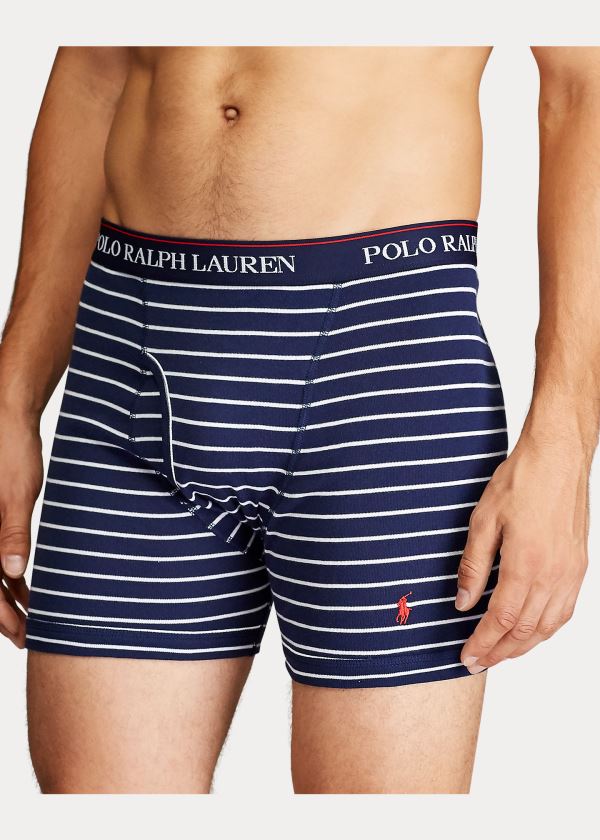 Ralph Lauren Wicking Boxerské Brief 3-Pack Tmavě Blankyt Bílé Proužek Červené Královská Modrá Blankyt | eTXauHDB