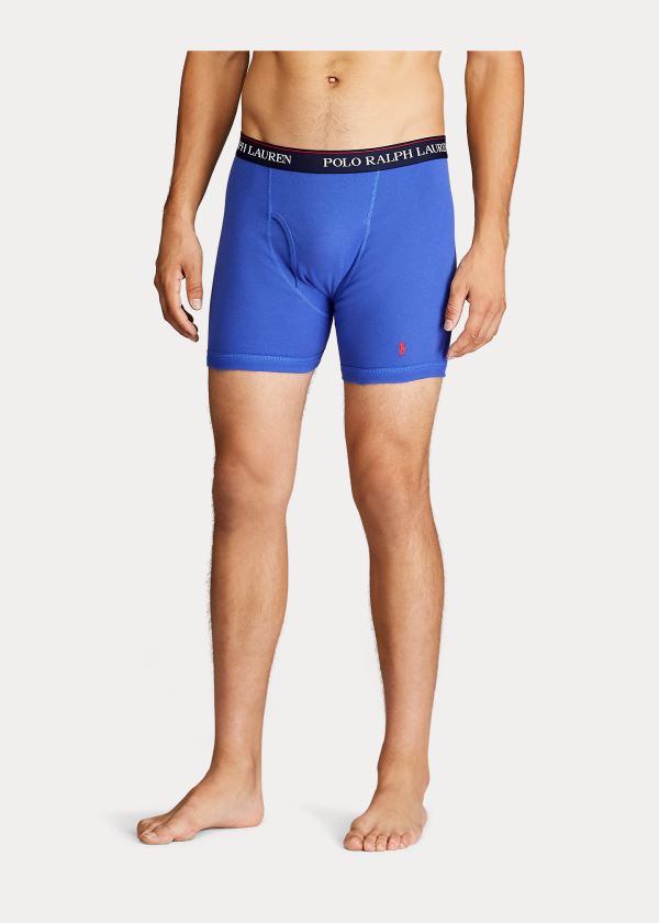 Ralph Lauren Wicking Boxerské Brief 3-Pack Tmavě Blankyt Bílé Proužek Červené Královská Modrá Blankyt | eTXauHDB
