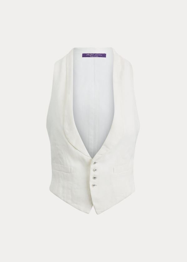 Ralph Lauren Wilma Linen Vest Bílé | re5CAL5M
