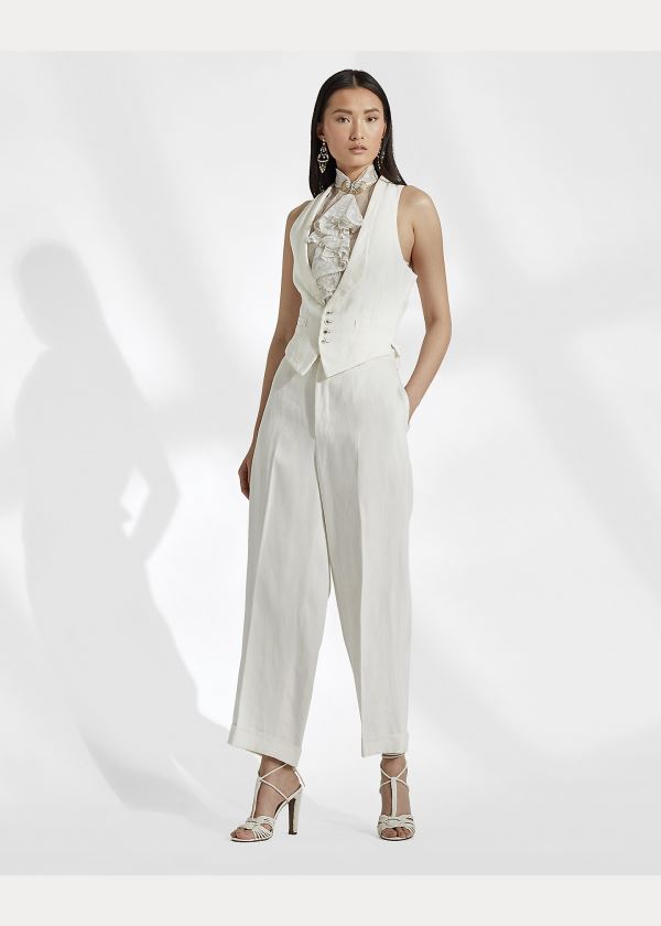 Ralph Lauren Wilma Linen Vest Bílé | re5CAL5M