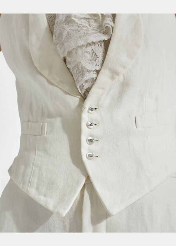 Ralph Lauren Wilma Linen Vest Bílé | re5CAL5M