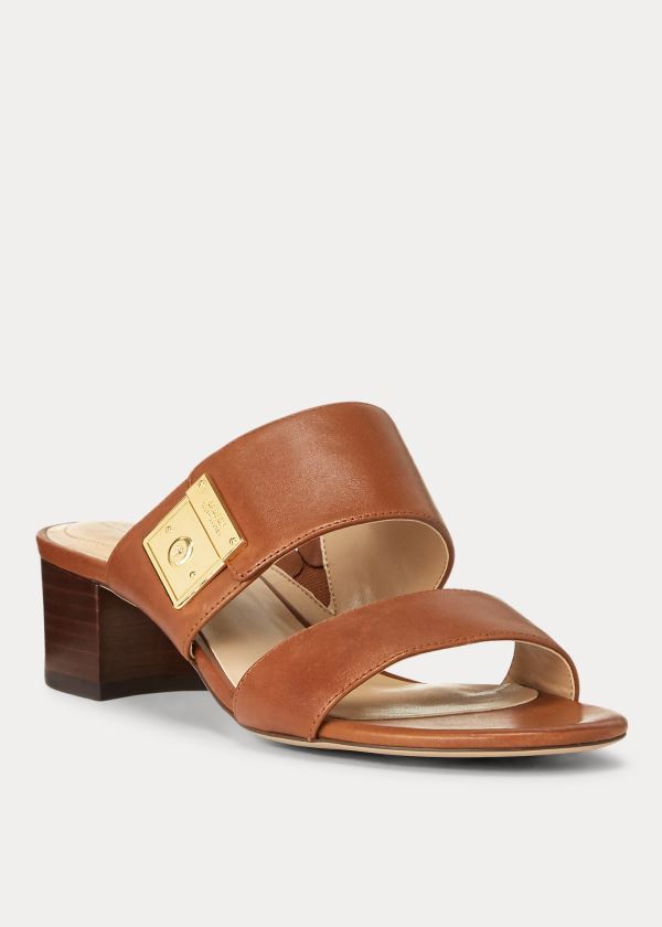 Ralph Lauren Windham Læder Sandal Tmavě Hnědé | Jrr8uN42