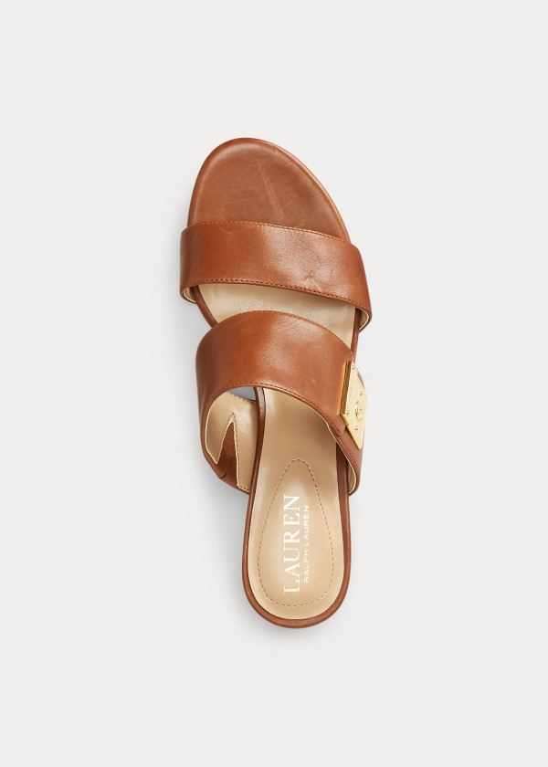 Ralph Lauren Windham Læder Sandal Tmavě Hnědé | Jrr8uN42