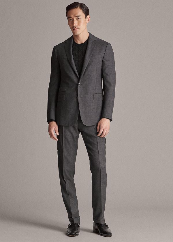Ralph Lauren Wool Birdseye Suit Tmavě Šedé Krém | 1481AgMR