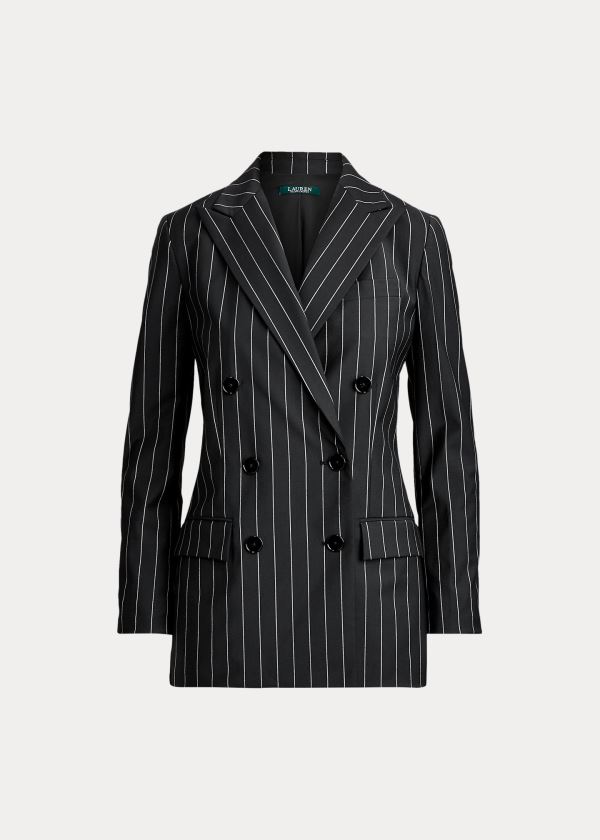 Ralph Lauren Wool-Blend Crepe Blazer Černé Bílé | VY1eSNAS