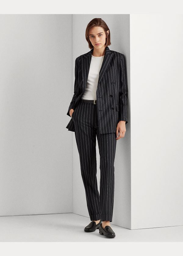 Ralph Lauren Wool-Blend Crepe Blazer Černé Bílé | VY1eSNAS