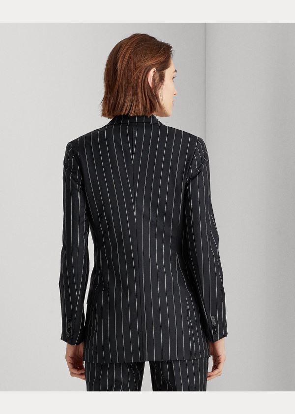 Ralph Lauren Wool-Blend Crepe Blazer Černé Bílé | VY1eSNAS