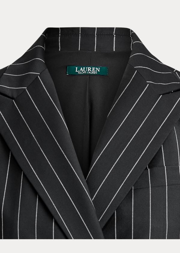 Ralph Lauren Wool-Blend Crepe Blazer Černé Bílé | VY1eSNAS