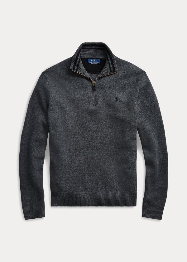 Ralph Lauren Wool-Blend Quarter-Zip Svetrové Tmavě Šedé | xrdtpCcC