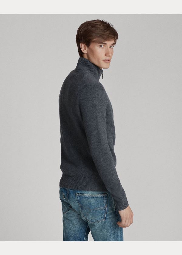Ralph Lauren Wool-Blend Quarter-Zip Svetrové Tmavě Šedé | xrdtpCcC
