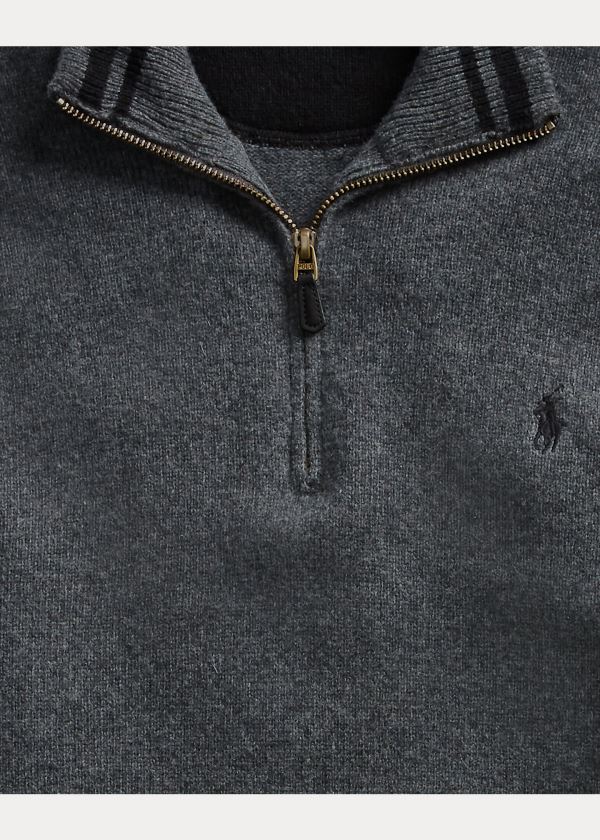 Ralph Lauren Wool-Blend Quarter-Zip Svetrové Tmavě Šedé | xrdtpCcC